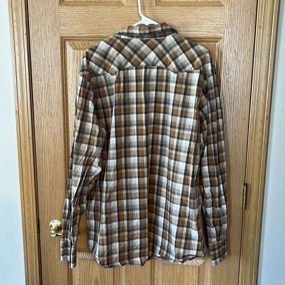 Wrangler Retro Brown Plaid Pearl Snap Long Sleeve Shirt XXL - Picture 4 of 5